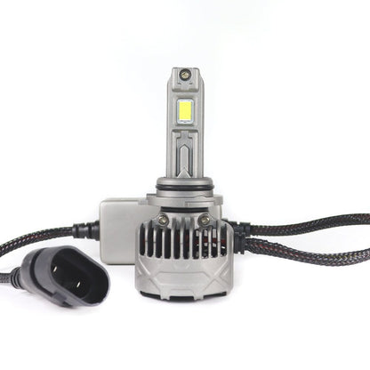 SP Pro Series 130W 9006 13000LM 6000K LED Headlight Bulb with braided wiring and heat sink for high-performance vehicle lighting upgrade.