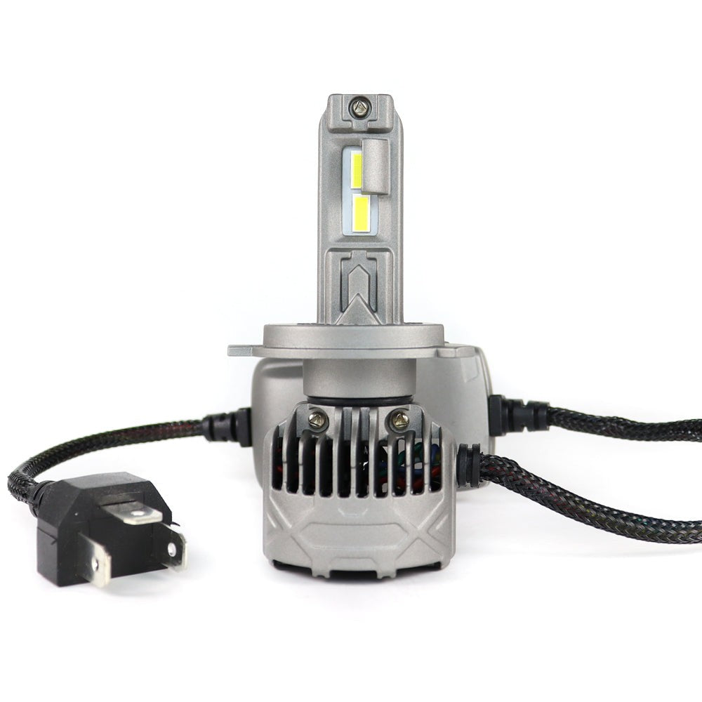 SP Pro Series 130W H4 13000LM 6000K LED Headlight Bulb with dual LED chips and cooling fan for enhanced night driving visibility and performance.