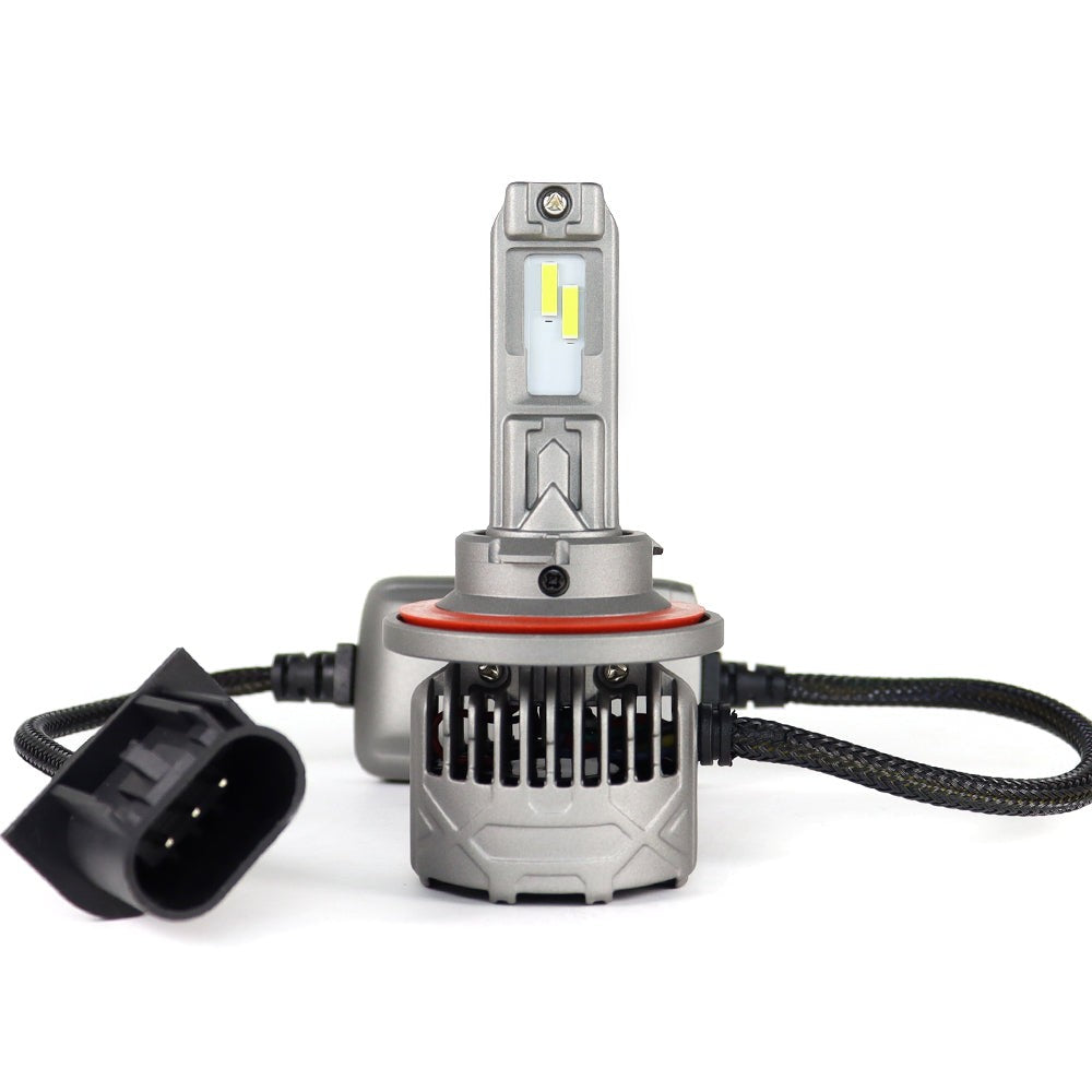 SP Pro Series 130W H13 13000LM 6000K LED Headlight Bulb with cooling fan and braided cable for enhanced night driving visibility.