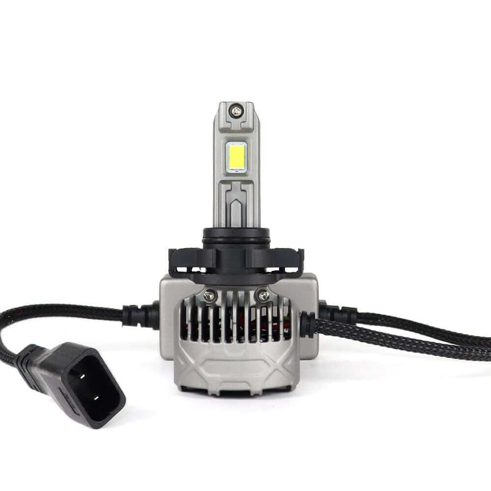 SP Pro Series 130W 5202 13000LM 6000K LED Headlight Bulb with advanced cooling fan and plug connector for high-performance vehicle lighting.