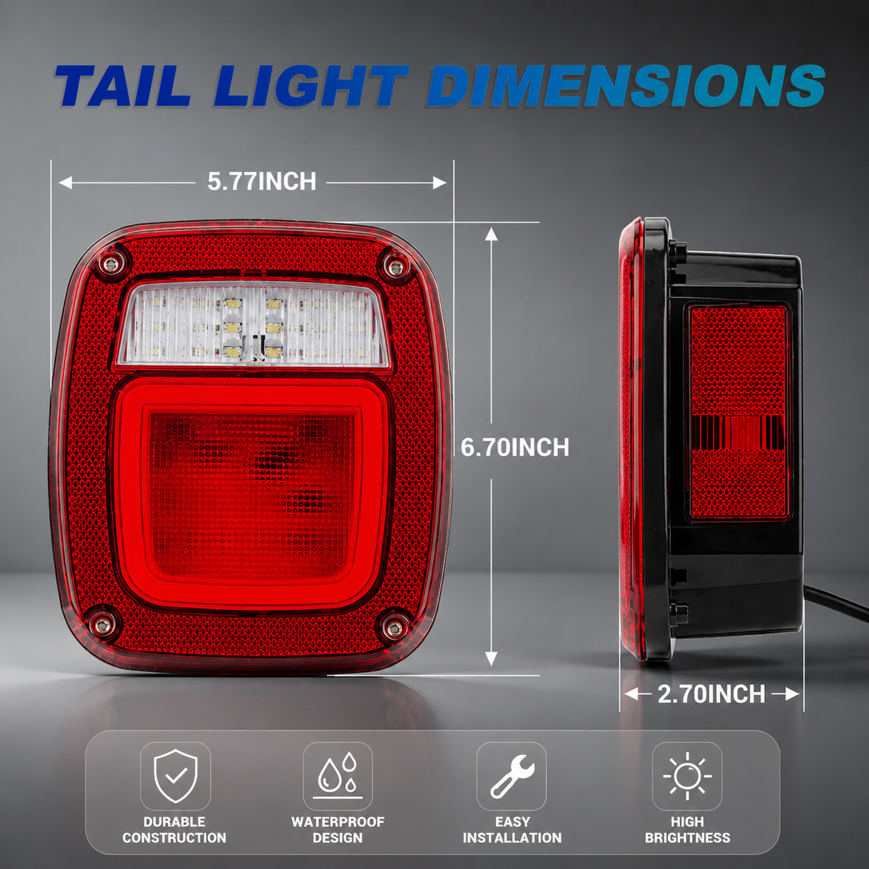 Jeep Wrangler LED Tail Light Assembly for 1979-2006 TJ YJ CJ