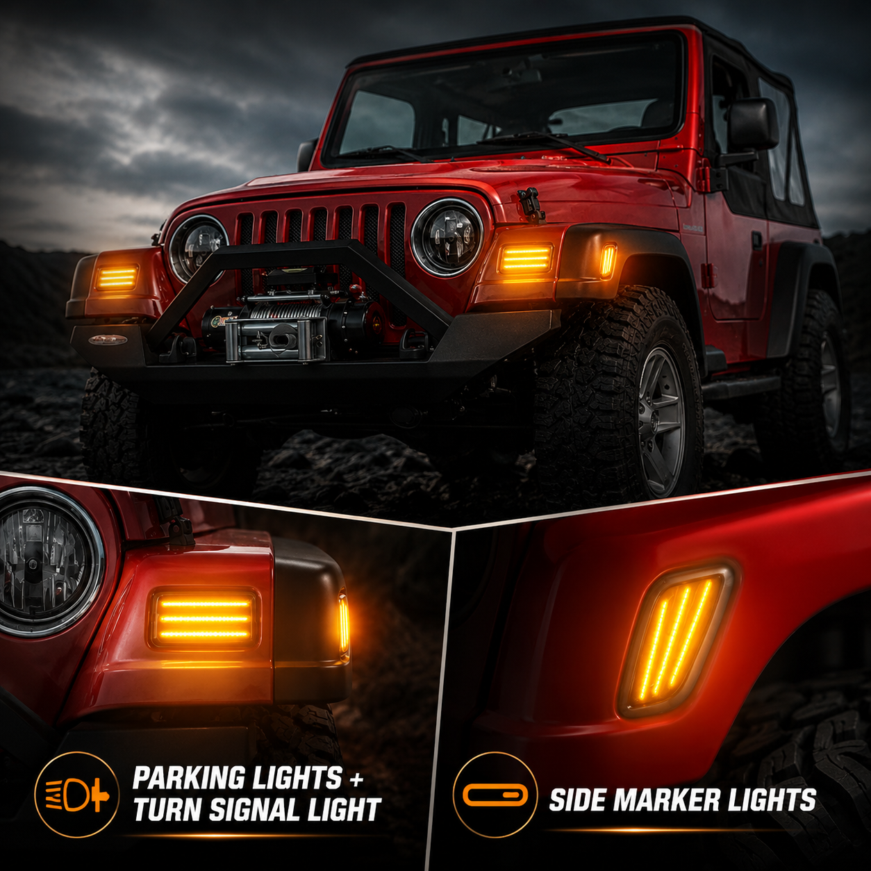 For 1997-2006 Jeep Wrangler TJ LED Front Fender Side Marker Lights