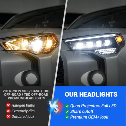 Full Quad LED Projector Headlights for 2014-2024 Toyota 4runner