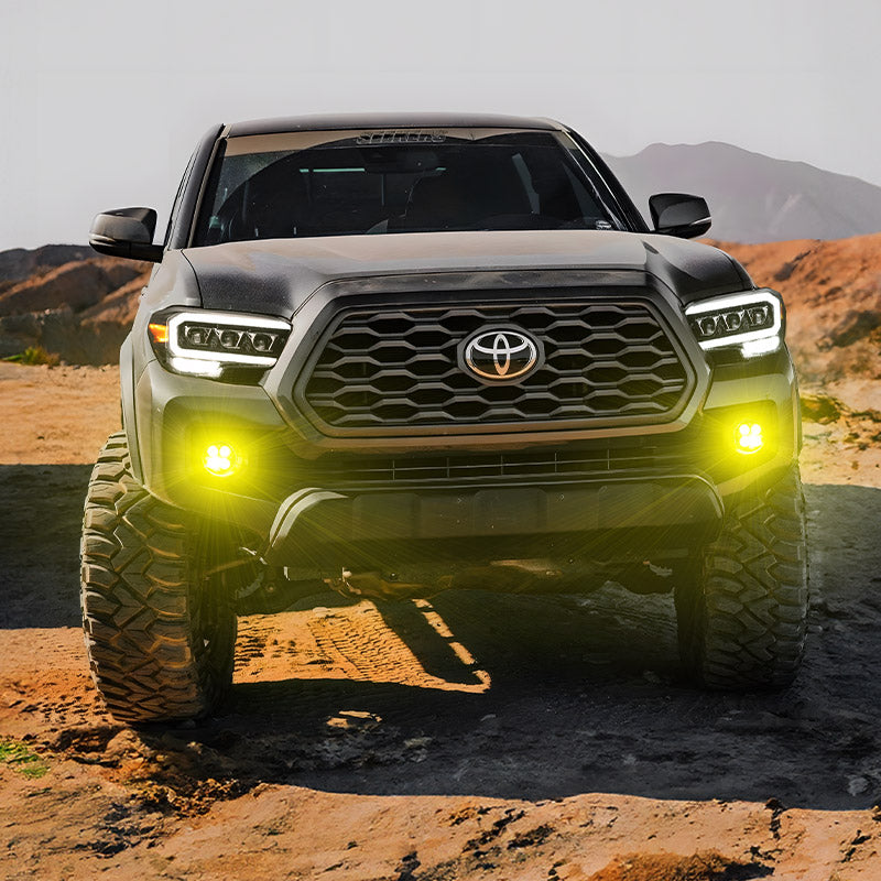 Toyota Tacoma equipped with 3500K yellow LED fog lights