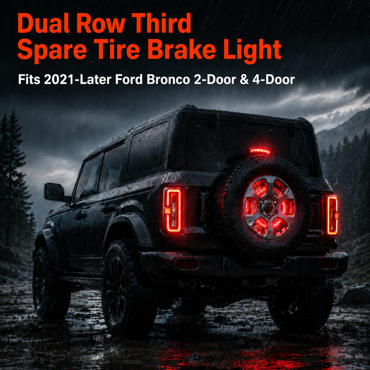 Dual Row Third Spare Tire Brake Light for 2021-2026 Ford Bronco
