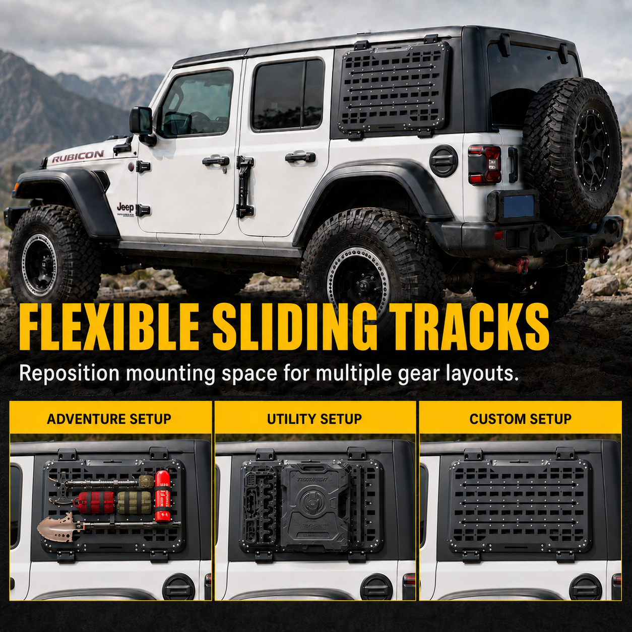 Panel Molle de almacenamiento de ventana trasera para Jeep Wrangler JL de 4 puertas 2018 y posteriores 