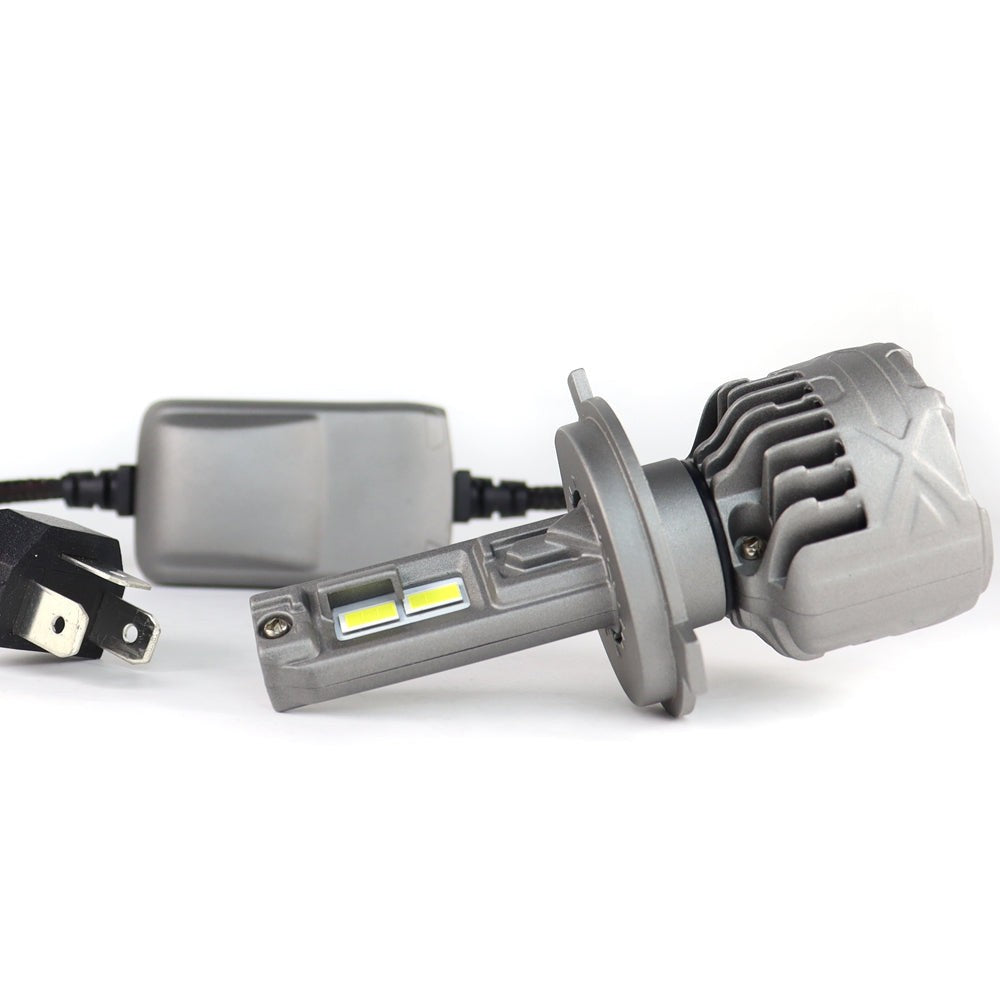 SP Pro Series 130W H4 13000LM 6000K LED Headlight Bulb with dual LED chips and cooling fan for enhanced night driving visibility and performance.