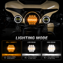 7-inch LED Black Powerful Harley Motorcycle Honeycomb Headlight | E-mark DOT