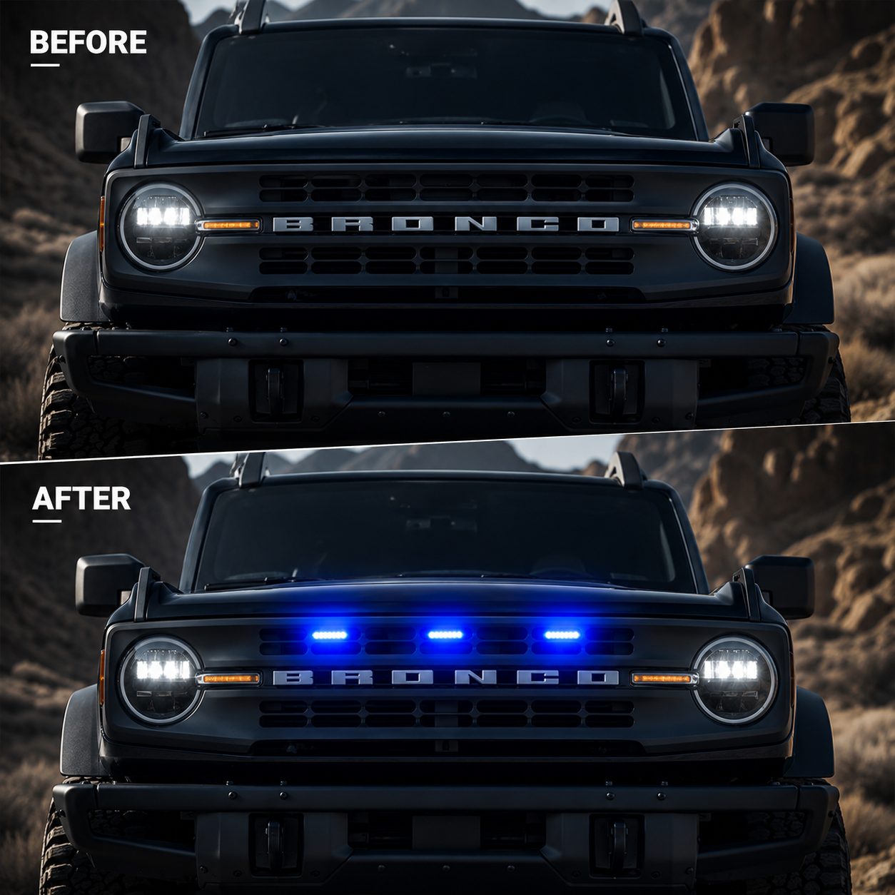 RGB+White Color Grille Lights Kit for 2021-2025 Ford Bronco