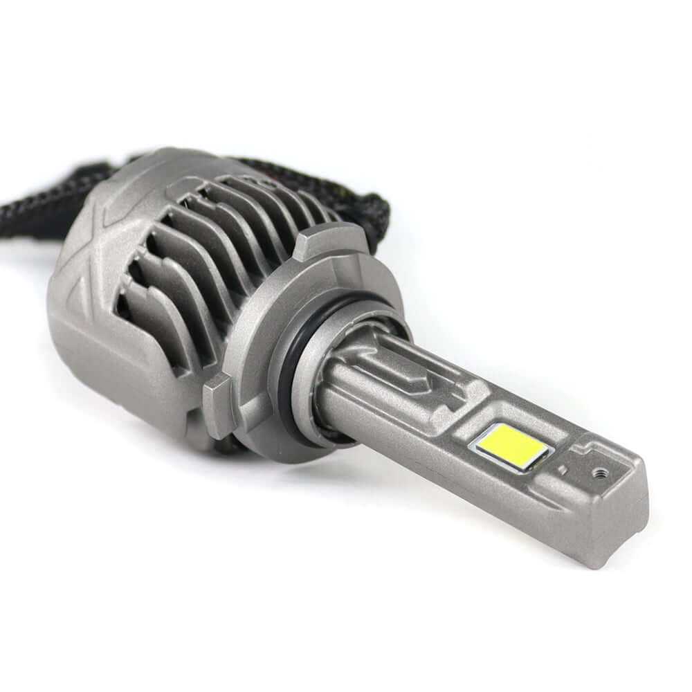 SP Pro Series 130W 9005 13000LM 6000K LED Headlight Bulb with aluminum heat sink and bright LED chip for high-performance vehicle lighting.