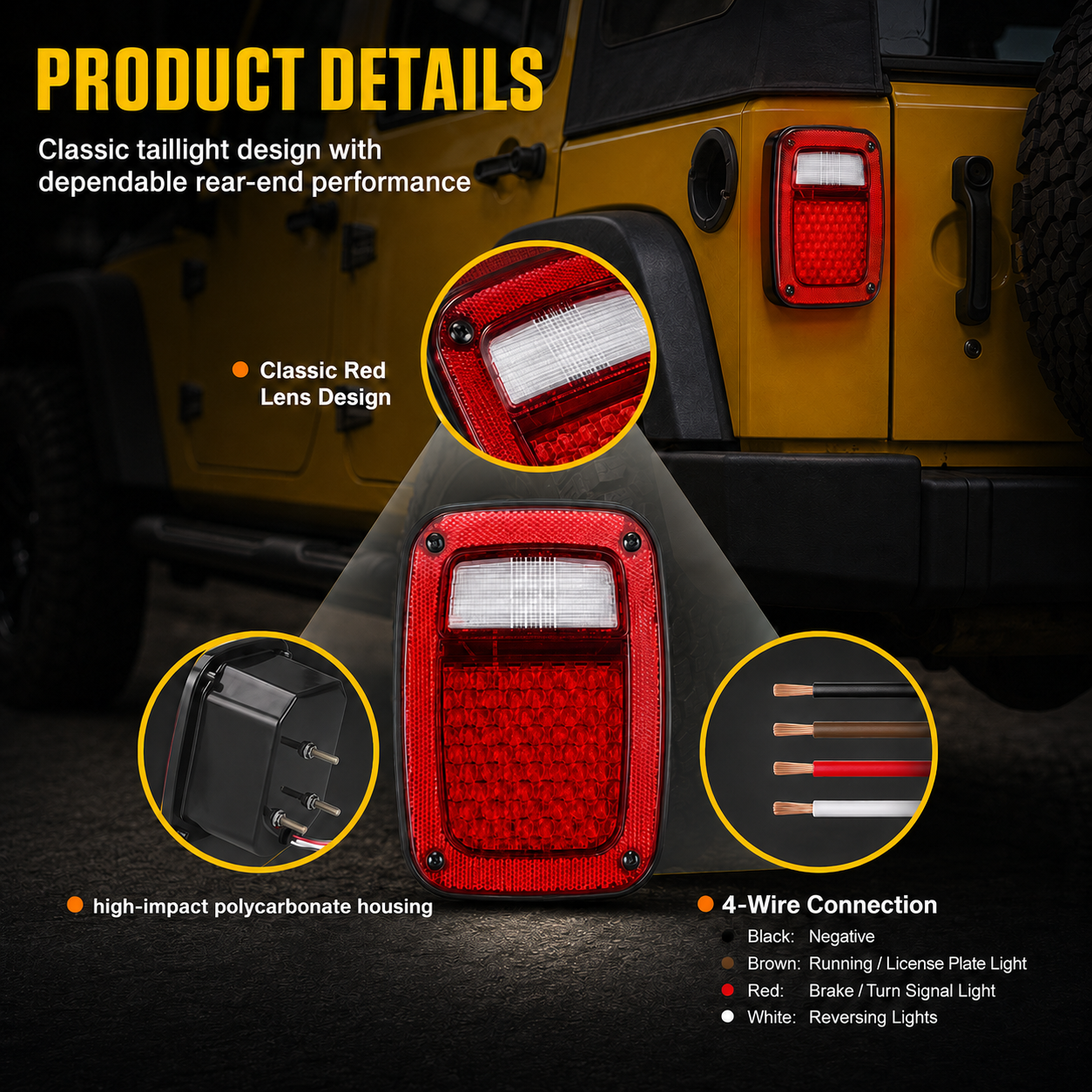 LED Tail Lights For Jeep Wrangler CJ / YJ / TJ / Rubicon