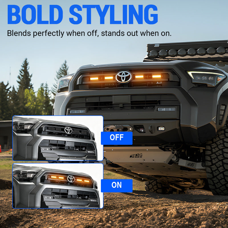 Smoked 4Runner grille lights off and amber grille lights on