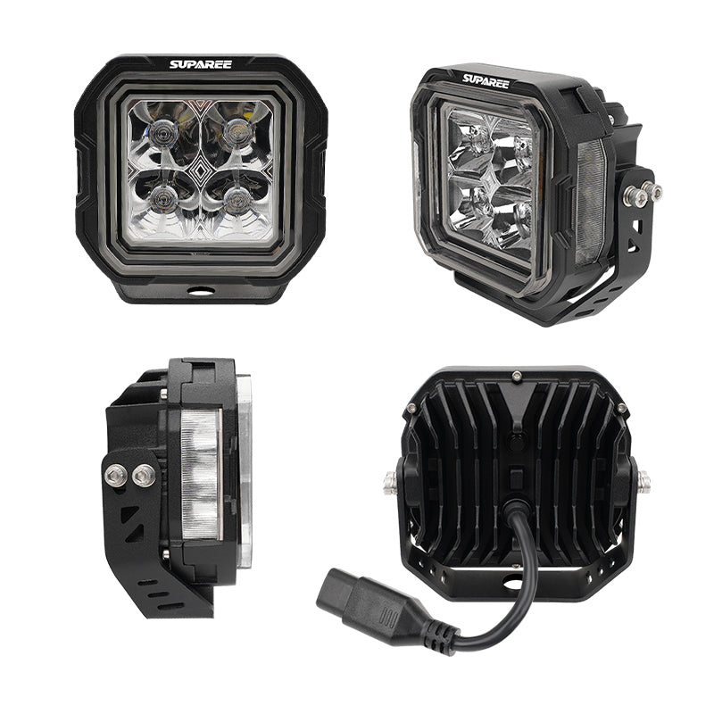 5 Inch LED Pod Lights with White & Amber DRL For Jeep