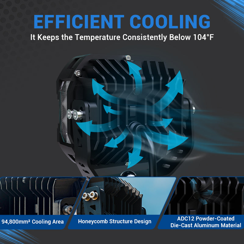 5-inch dual-mode A-pillar ditch LED pod lights for Jeep Wrangler JL JT JK