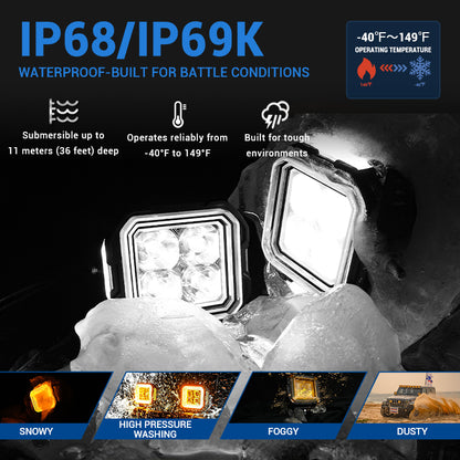 5-inch dual-mode A-pillar ditch LED pod lights for Jeep Wrangler JL JT JK