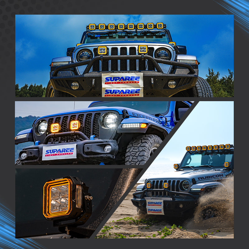 5 Inch LED Pod Lights with White & Amber DRL For Jeep-3