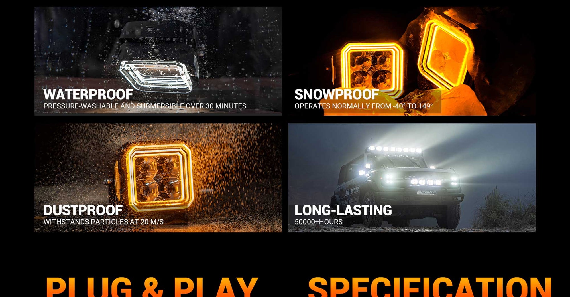 Ford Bronco A Pillar Ditch LED Pod Lights 5 Inch banner image