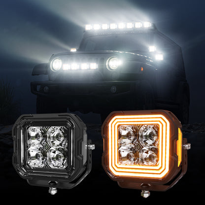 5-Inch White + Amber Dual-Mode A-Pillar Ditch LED Off Road Lights for Jeep Wrangler JK