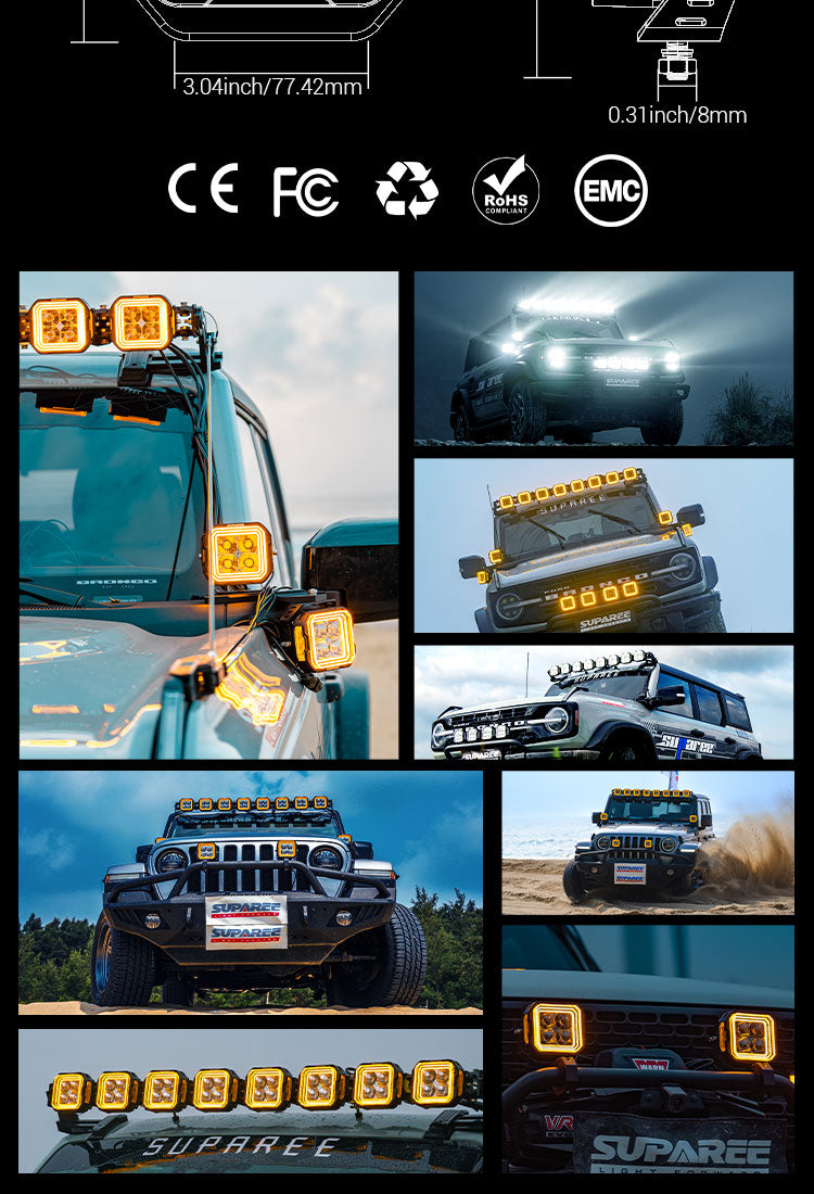 5-Inch White + Amber Dual-Mode A-Pillar Ditch LED Off Road Lights for Jeep Wrangler JK mobile banner