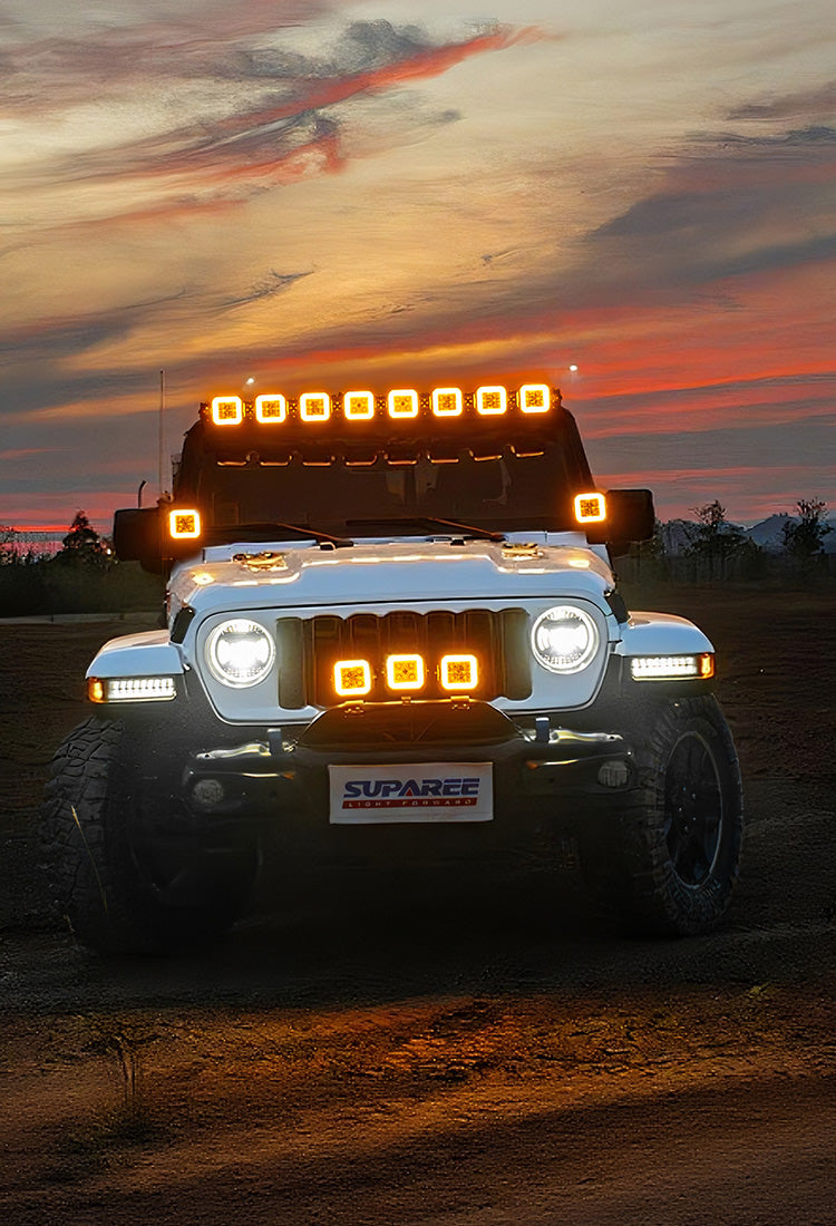 5-Inch White + Amber Dual-Mode A-Pillar Ditch LED Off Road Lights for Jeep Wrangler JK mobile banner