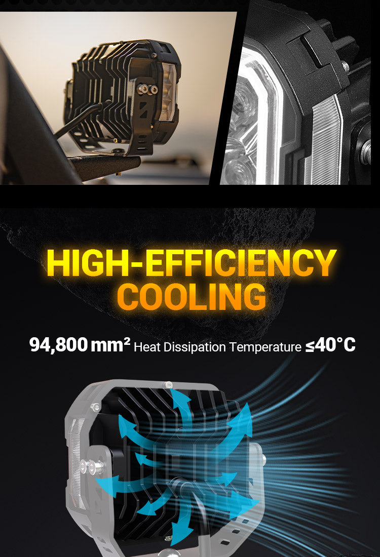5-Inch White + Amber Dual-Mode A-Pillar Ditch LED Off Road Lights for Jeep Wrangler JK mobile banner