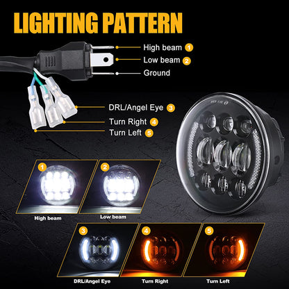 Motorcycle LED headlight with DRL and amber turn signals-product details