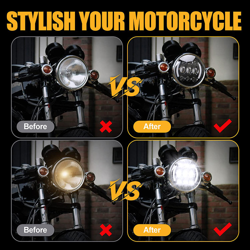 5.75 inch Motorcycle LED Headlights with DRL and Amber Turn Signal Lights