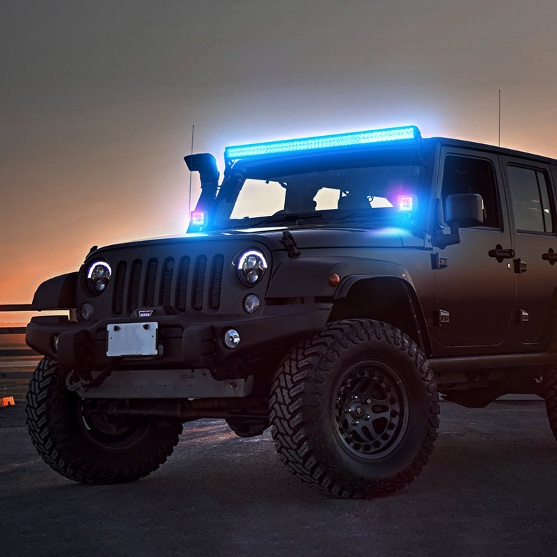 Jeep Wrangler JK 52 Inch LED Light Bar + 2 Work Lights kit
