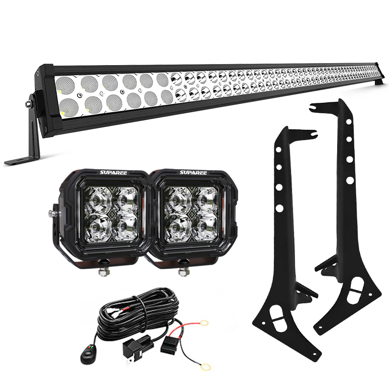52" Jeep Light Bar with Pod Lights & Brackets for 2018+ Wrangler JL/JLU & Gladiator | Prevail Series