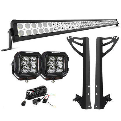 52" Light Bar & 2 Pod lights & All Brackets Kit for 2007-2018 Jeep Wrangler JK