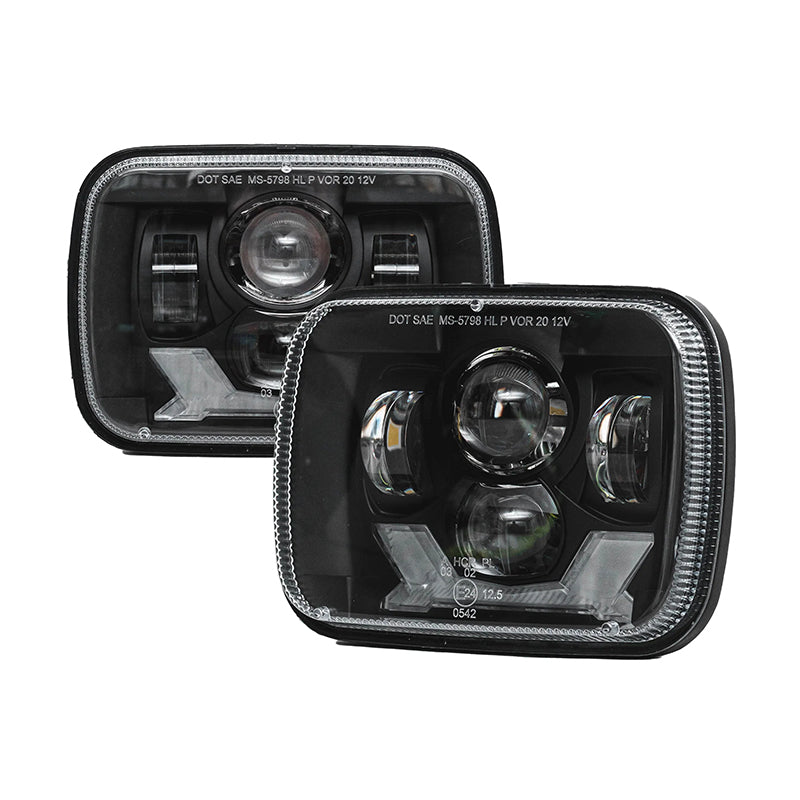 5x7 Inch LED Headlights with DRL/Turn Signals