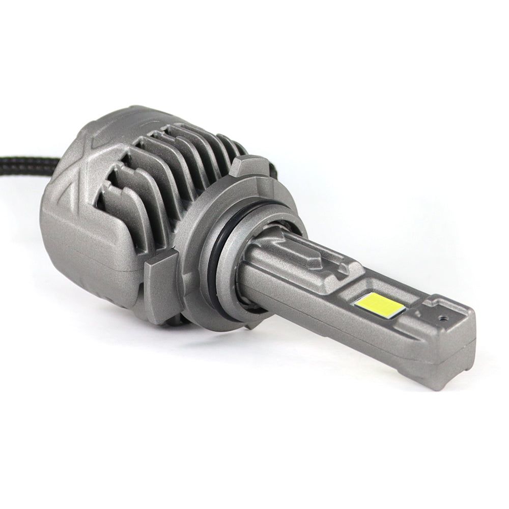 SP Pro Series 130W 9012 13000LM 6000K LED Headlight Bulb featuring high-performance cooling fins and dual LED chips for enhanced night visibility.