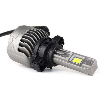 SP Pro Series 130W 5202 13000LM 6000K LED Headlight Bulb with aluminum heat sink and dual LED chips for high-performance vehicle lighting.