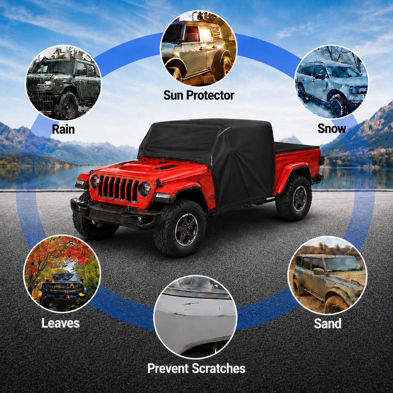 Cubierta de cabina Oxford 420D resistente a la intemperie para Jeep Gladiator JT Accommodate Light Bar