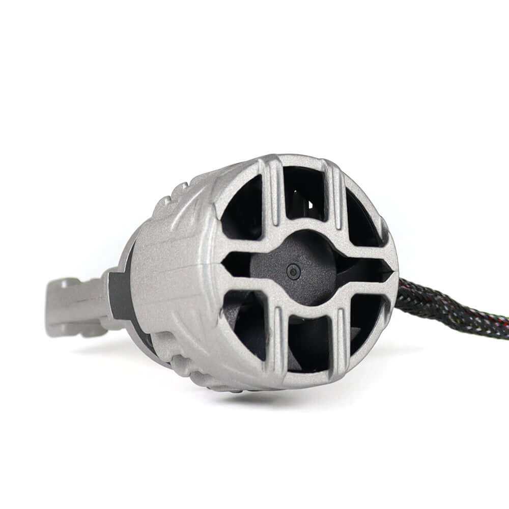 Rear cooling fan design of SP Pro Series 130W 9005 13000LM 6000K LED Headlight Bulbs for enhanced heat dissipation and performance.