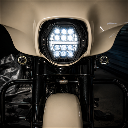 7-inch LED Black Powerful Harley Motorcycle Honeycomb Headlight | E-mark DOT