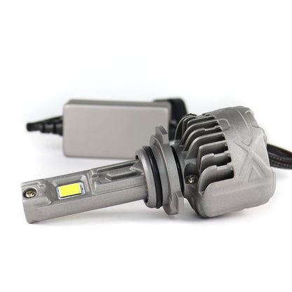 SP Pro Series 130W 9006 13000LM 6000K LED Headlight Bulb with cooling fan and compact design for high-performance vehicle lighting upgrades.