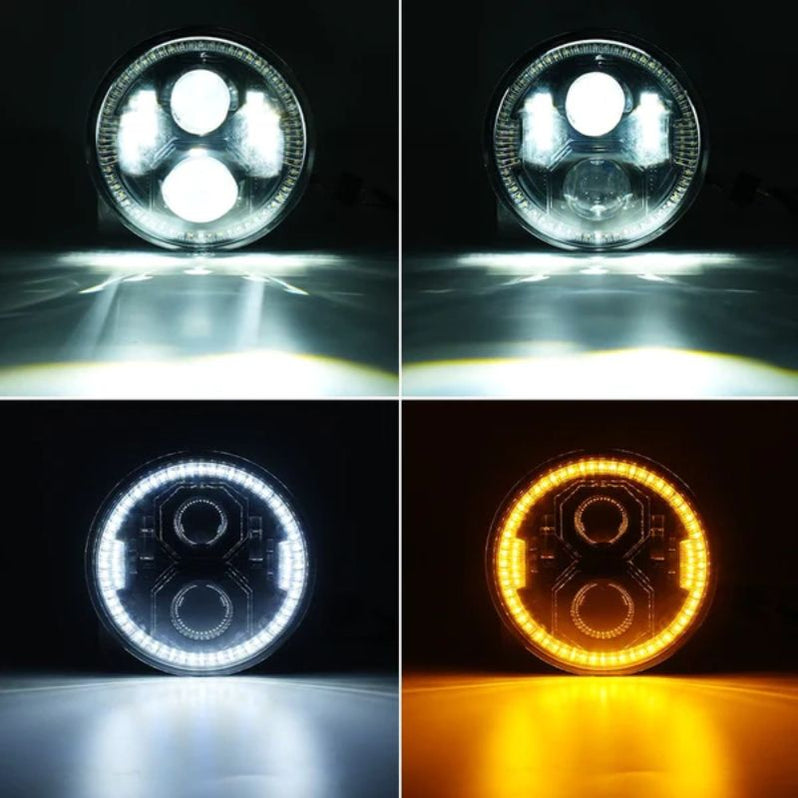 7 Inch Round LED Headlight with Halo DRL and Turn Signals for Jeep Wrangler
