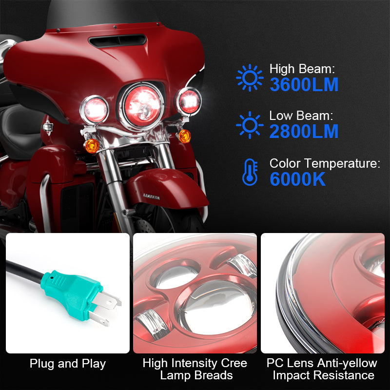 Nueva versión de faro proyector LED de 7 "+ luces de paso de 4,5" para Harley Davidson