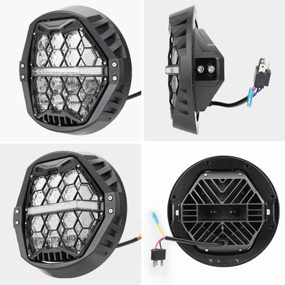 White Daytime Running Lights Harley Honeycomb Headlight Details