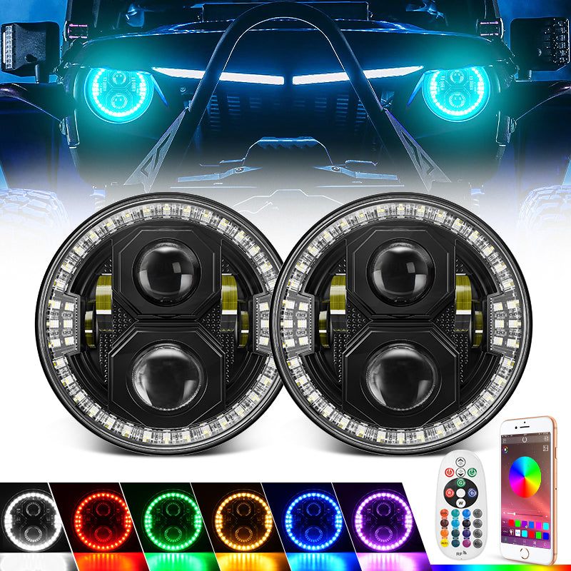 Jeep JK Halo Headlights with RGBW Function for Wrangler