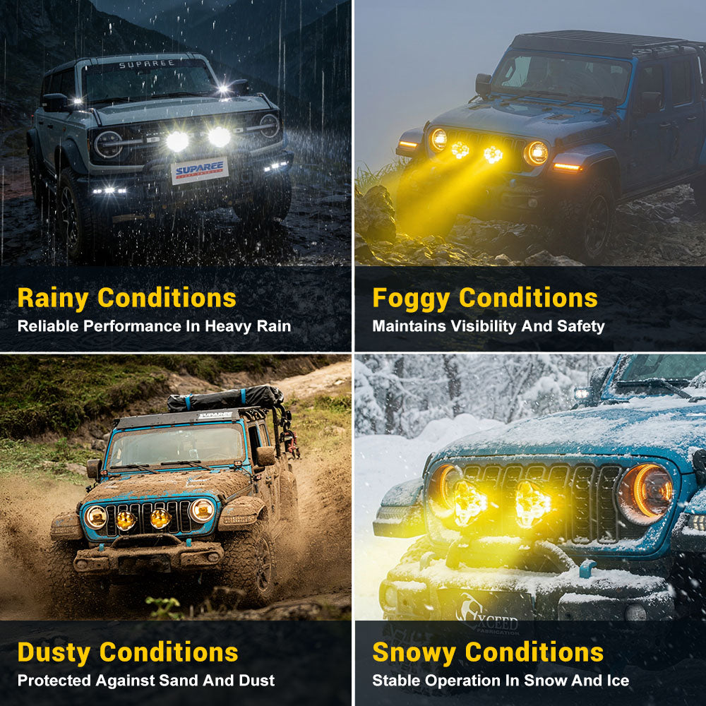 Helm 7" LED Pod Lights for Off-Road – 217° Ultra-Wide Beam 2030ft Range