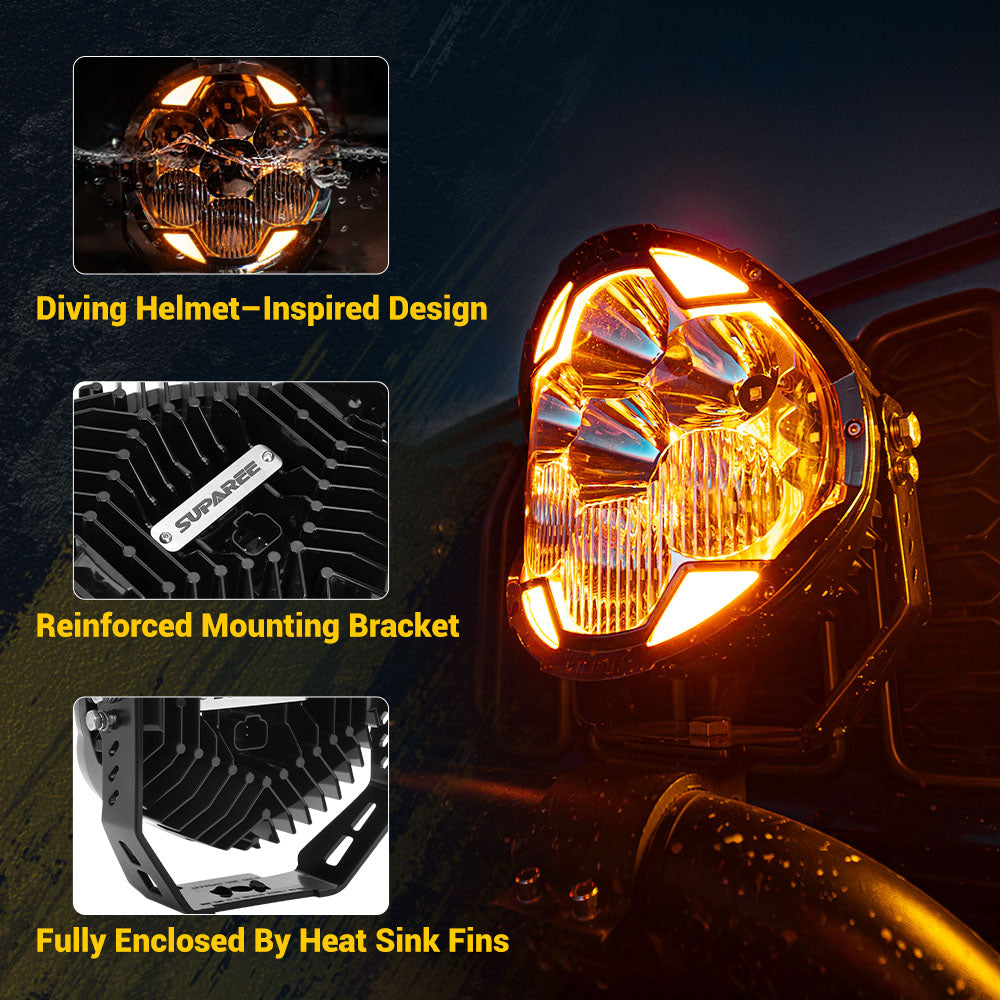 Helm 7" LED Pod Lights for Off-Road – 217° Ultra-Wide Beam 2030ft Range