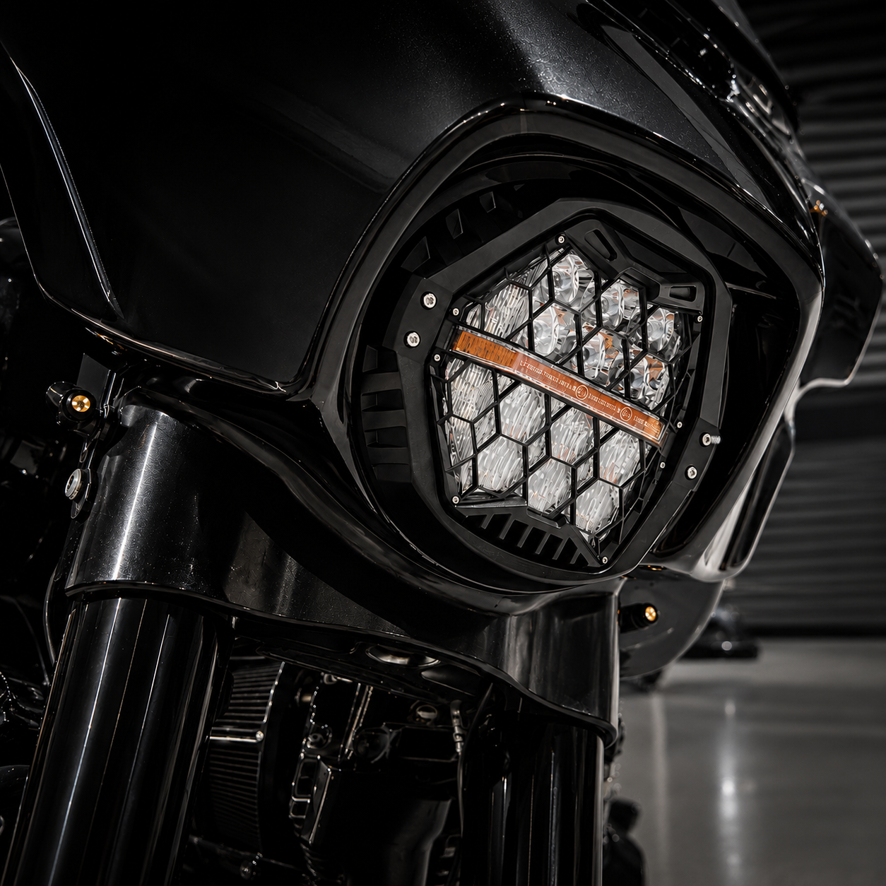 7-inch LED Black Powerful Harley Motorcycle Honeycomb Headlight | E-mark DOT