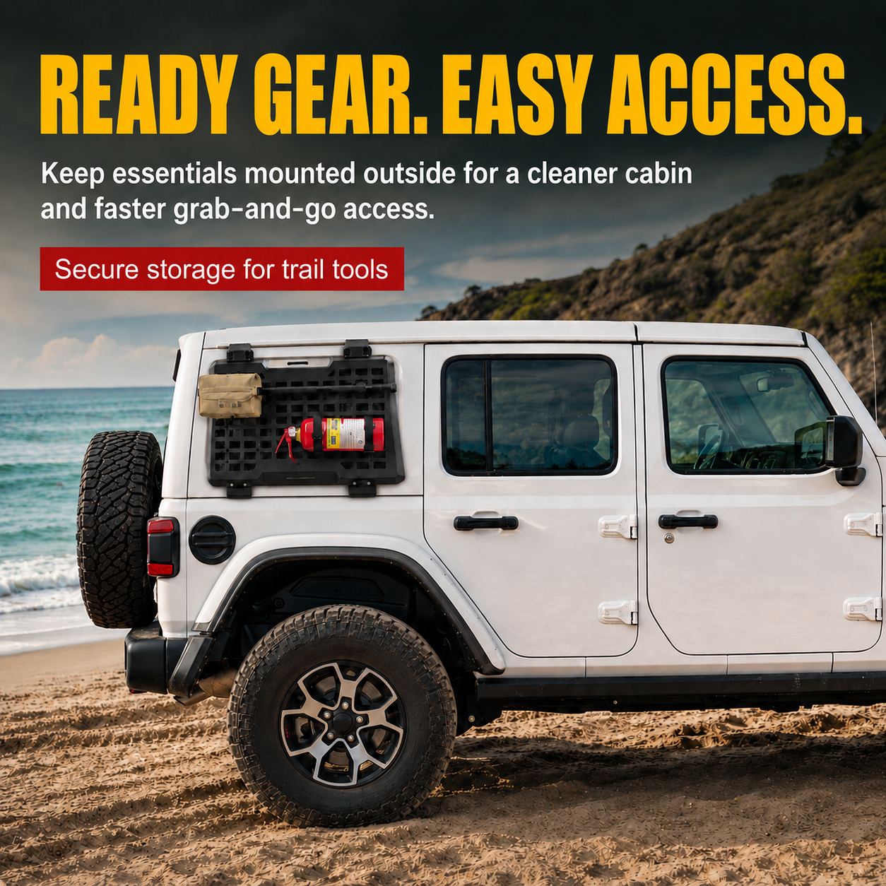 Panel Molle de almacenamiento de ventana trasera para Jeep Wrangler JL de 4 puertas 2018 y posteriores 