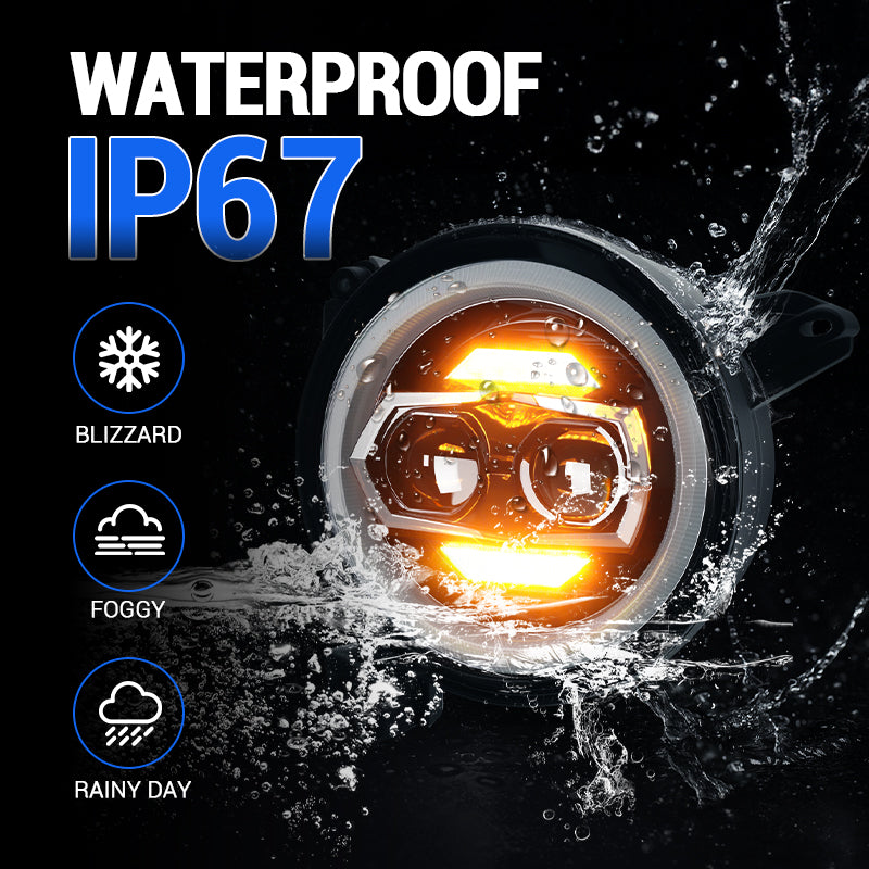 9 inch LED headlight with white DRL and amber turn signals for Jeep Wrangler JL & Gladiator JT