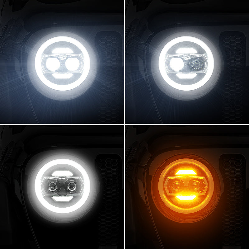 9 inch LED headlight with white DRL and amber turn signals for Jeep Wrangler JL & Gladiator JT