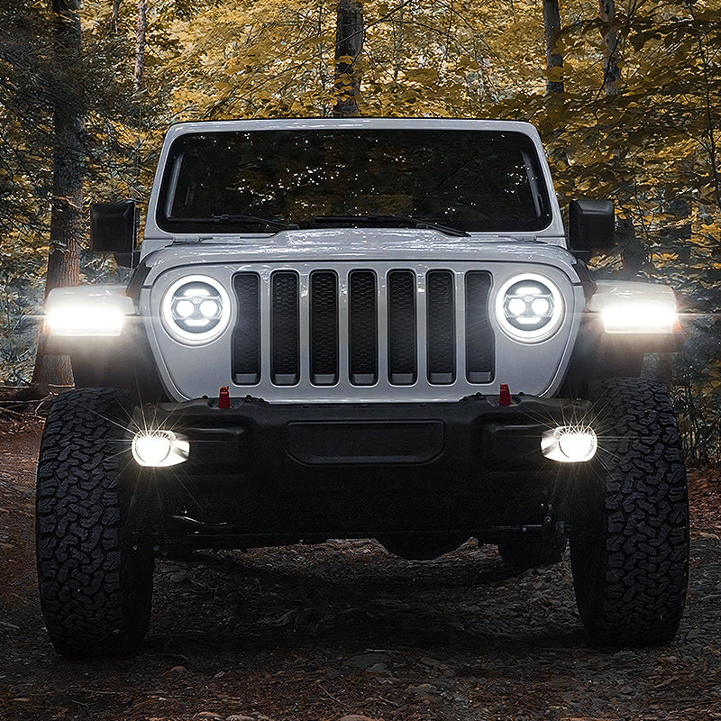 9 inch LED headlight with white DRL and amber turn signals for Jeep Wrangler JL & Gladiator JT