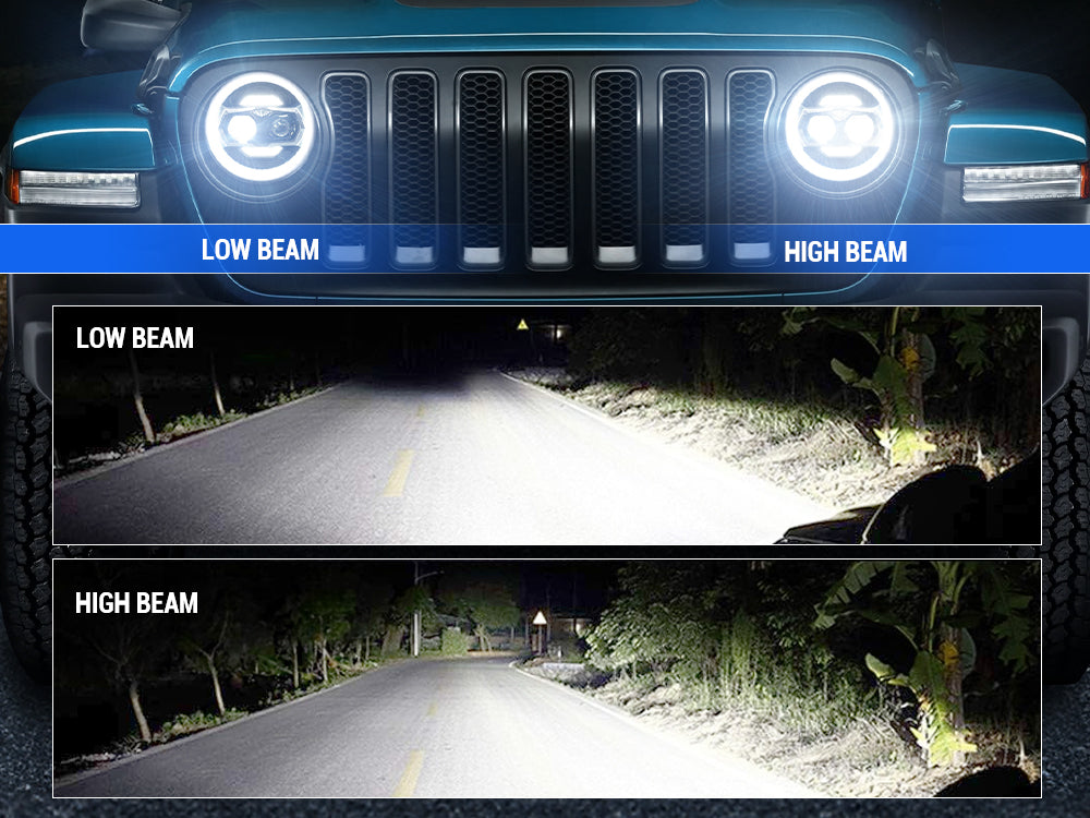 9 inch LED headlight with white DRL and amber turn signals for Jeep Wrangler JL & Gladiator JT