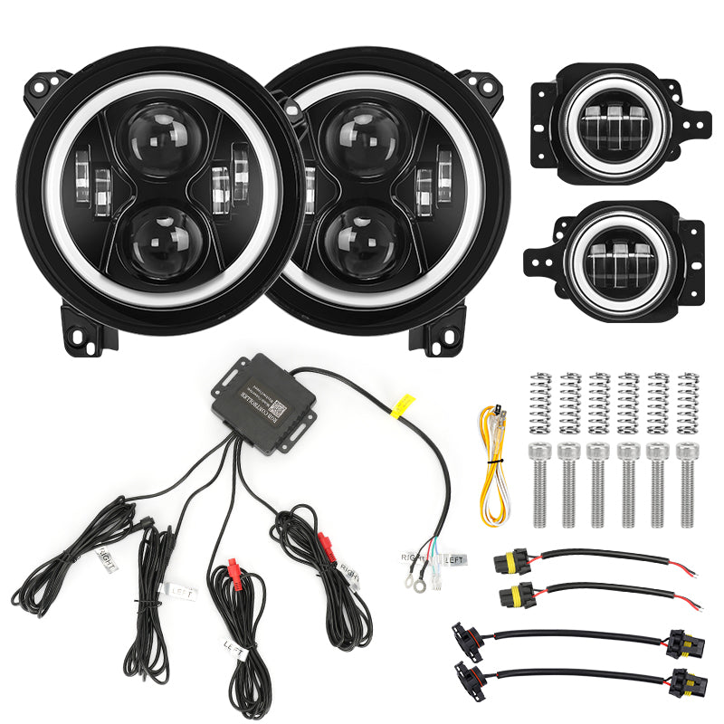 Jeep Wrangler 9 Inch RGB Headlights & Fog Lights